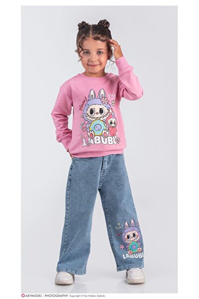 ÖRZİKİDS Girl's Set, 3/10 Years Old, Jeans, Sweatshirt, 2 Pieces