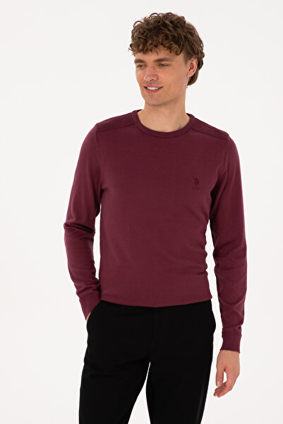 U.S. Polo Assn. Men's Burgundy Sweater With Round Collar