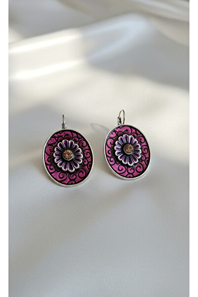 SR Jewelry Box Mor Antik Desenli Küpe – Vintage Etnik Çiçek Model