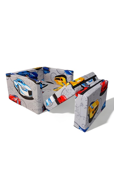 LENSA HOME Arabalı Yatak - Çocuk Koltuğu Komple Sünger Katlanabilir Yataklı (0-6 YAŞ)%100 Pamuklu Kumaş