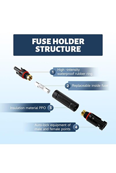 Onuvio Set of 2 MC4 Fuses 30A 1000V DC, solar fuses for photovoltaic panels, Onuvio®
