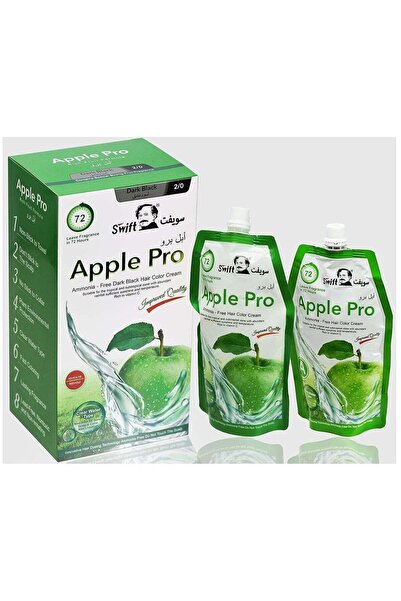 SWİFT كريم تلوين الشعر أبل برو الخالي من الأمونيا، أسود غامق (500 مل × 2)