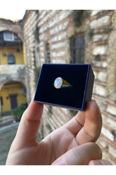 By Atölye Doğal Ay Taşı Gümüş Yüzü