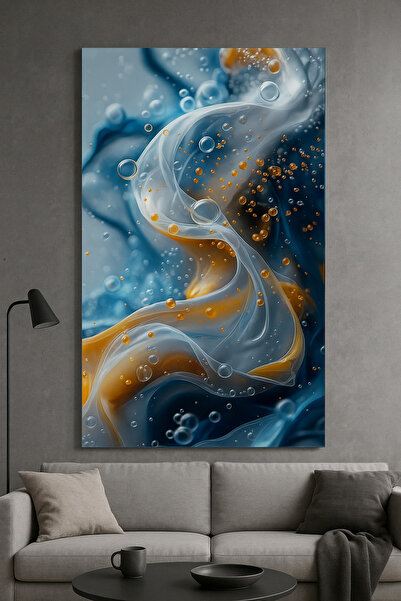 BLT DİZAYN Abstract Liquid Texture Modern Wall Decor Glass Painting