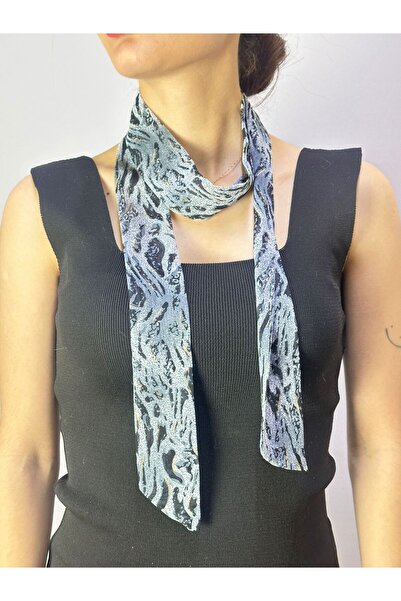 Gönülden Tasarım Zebra Patterned Smoked Women's Scarf Neck Tie 140X5 cm