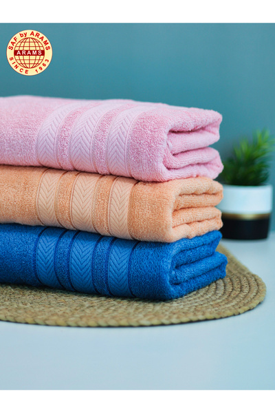 Saf By Arams منشفة حمام جامبو (عبوة من 3 قطع، 90×180 سم)، 450 جرام لكل متر مربع، 100% قطن، منشفة عالية الامتصاص وسريعة الجفاف.