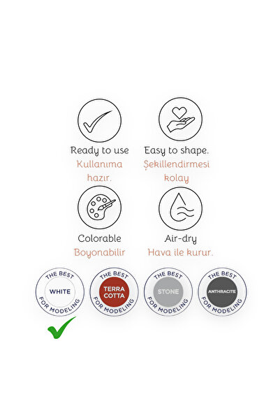 Smarta Bold Modeling Clay 250 Gr Hava İle Kuruyan Seramik Hamuru Modelleme Kili - BEYAZ