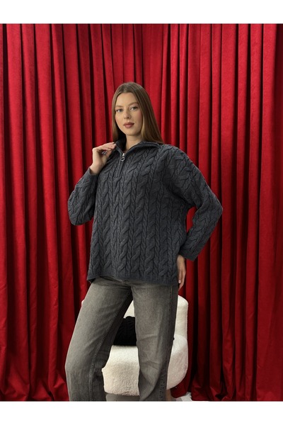 Neva Wear Oversized Cut Hair Knit Zippered Sweater