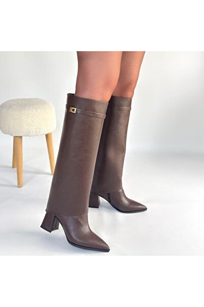 Erbilden Jike Brown Leather Non-Removable Boots