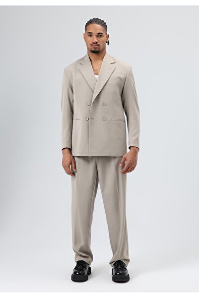 VAMOSCLO Oversized Double-Breasted Suit Stone