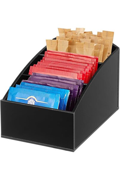 Slasa Acrylic Tea Bag Box Organizer 8.5x12.5x9 cm 3-Compartment Coffee Station Caddy