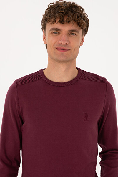 U.S. Polo Assn. Men's Burgundy Sweater With Round Collar