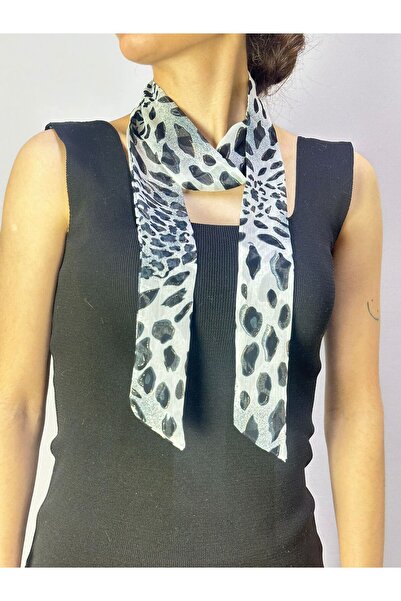 Gönülden Tasarım Smoked Leopard Printed Women's Scarf Neck Tie 140X5 cm