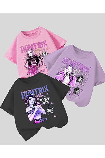 Touz Moda Kpop Demon Hunterix Kids Design Unisex Oversized T-Shirt