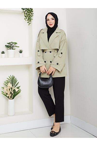 RACE FASHİON Button Detailed Belted Oversized Trench Coat Rc853107