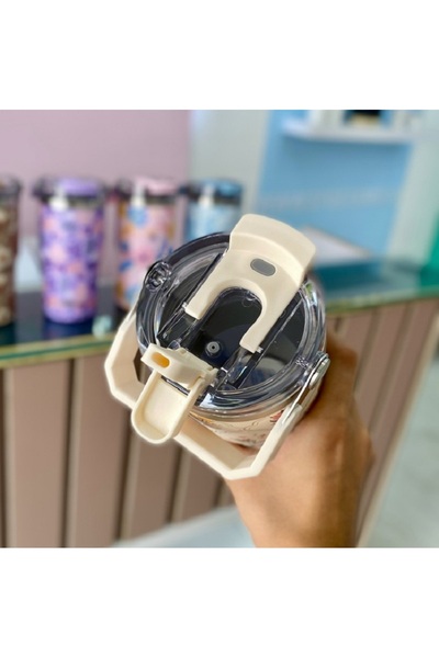 SITARAYURI Sitarayori 900ml Thermal Travel Mug with Floral Pattern and Handle HZ041