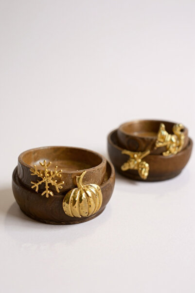 iQey Home Set of 6 Wooden Snack Bowls / Bowls with Metal Figures 9 cm Small Size