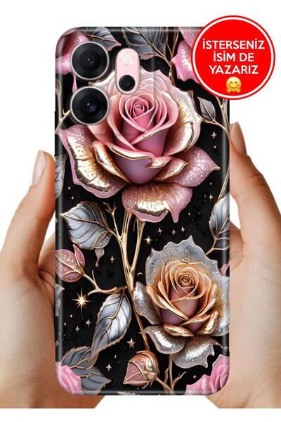 OPPO Reno 14F 5G Kılıf Kapak Silikon Cover Case Gold Gül
