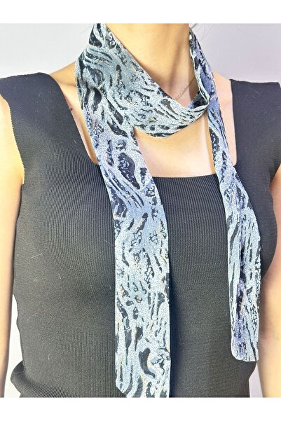 Gönülden Tasarım Zebra Patterned Smoked Women's Scarf Neck Tie 140X5 cm