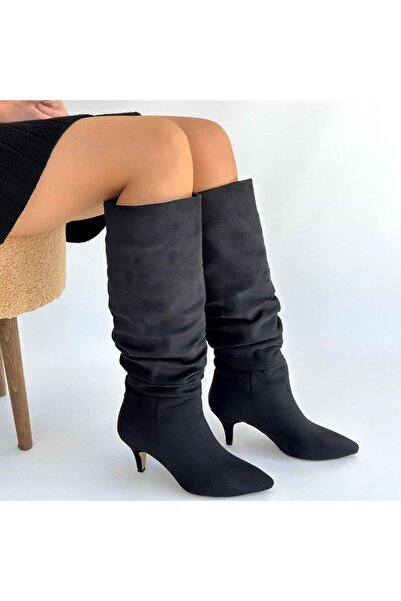 Erbilden Zelya Black Suede Heeled Boots