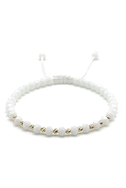 BIJUTERIA NEAGRA Bracelet with 10 14K Gold Beads and White Crystals - (Men)