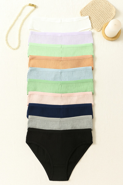 SWEETKORSE Set de 10 slipuri colorate din bumbac pentru femei – Textura moale, flexibilă și respirabilă Confort zilnic