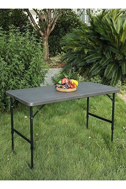 Lawazim Folding Picnic Table 120x60x75cm Dark Gray - Adjustable Fold-in-Half Camping Table