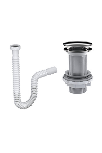 İZ YAPI Felix Pop-Up Lavabo Gideri Set | Taşma Deliksiz | 304 Paslanmaz Çelik Başlık | ABS Gövde