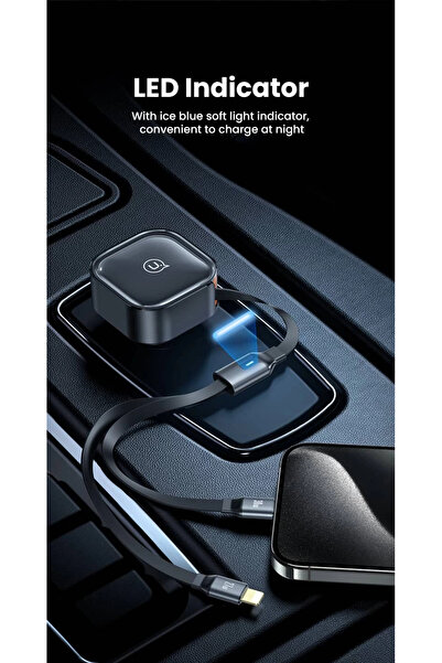 Usams Car charger with flexible, short-circuitable cable