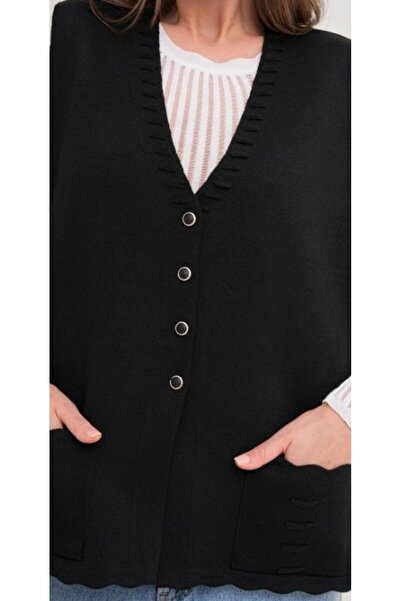 Fresh&Moda Women's Mother Plus Size Knitwear Plain Model Vest