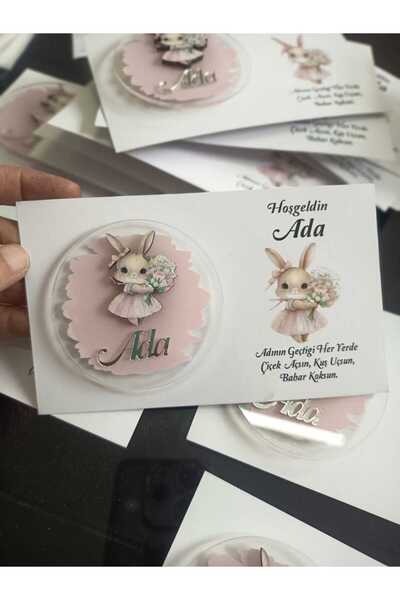 Hera Baskı ve Kesim Atölyesi مغناطيس بليكسي شفاف على شكل أرنب (10 قطع)