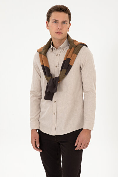 U.S. Polo Assn. Men's Shirt On Beige With Logo And Texture