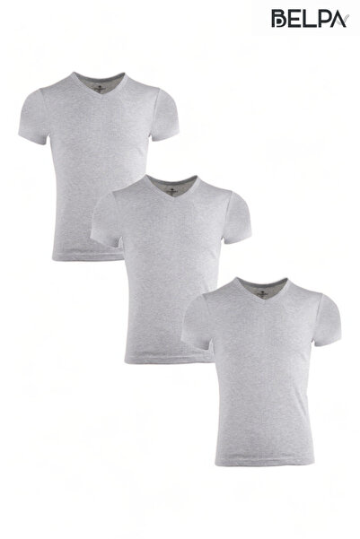 belpa Ceylanoğlu Ribana Men's V-Neck Half Sleeve Undershirt 6-Pack 100% Cotton