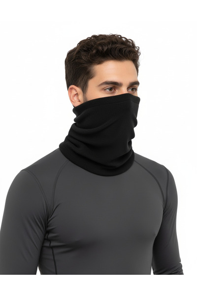 Net Tekstil Black Thermal Fleece Cold-Proof Neck Warmer Unisex Cotton Winter