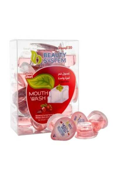 BEAUTY SYSTEM كبسولات غسول الفم المنعشة بنكهة الفراولة - 13 مل × 20