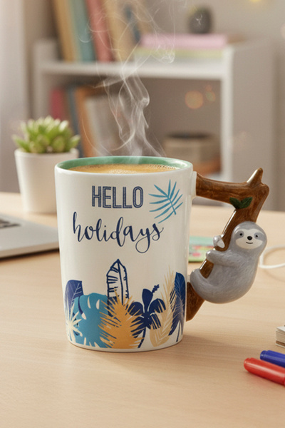 Benante Tembel Hayvan Figürlü Seramik Kupa - 360 ML