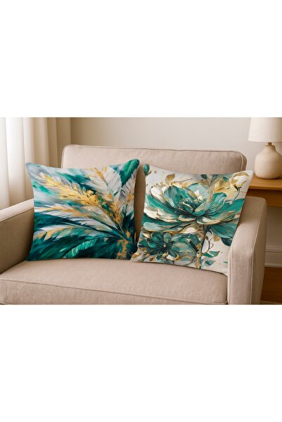 MİNOZA Digital Printed Leaf Patterned Decorative Throw Pillow Cover