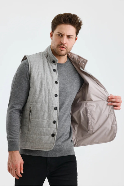 Wellalux Men's Mock Neck Button Double Sided Vest