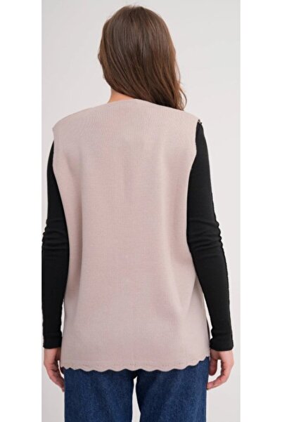 Fresh&Moda Women's Mother Plus Size Knitwear Plain Model Vest