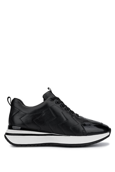 Tamer Tanca Men's Genuine Leather Black Leather Sneakers & Sports Shoes
