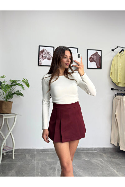 BS Pens Detay Bordo Şort Etek