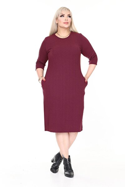 modayız Χειμερινό φόρεμα μεγάλου μεγέθους με διπλή τσέπη 8C-2733