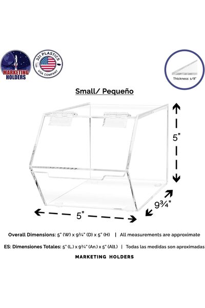 Slasa Clear Acrylic Candy Bin 12.7x22.9x12.7cm with Hinged Lid for Bakery & Store Use
