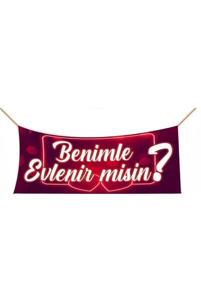 İv Reklam Evlilik Teklifi Pankartı, Benimle Evlenir Misin? 50x150cm