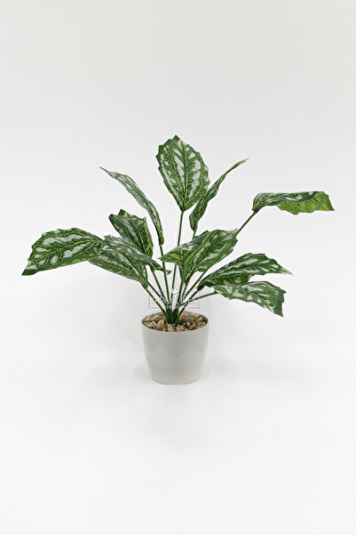 Yapay Çiçek Deposu Сив саксиен изкуствен растение 12-листен модел растение 40 см зелен