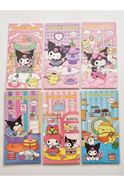 Bıcırık Yayınları 6'lı Sticker Book Kuromi Sanrio Seri Çıkartmalı Yapıştırmalı Set 14x8cm
