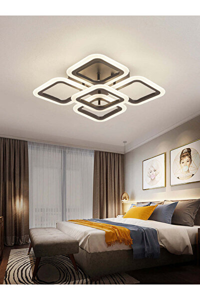 RFAN LED Chandelier, Model M20/4+1BK, With Remote Control, 3 Types of Light, 90W, Black