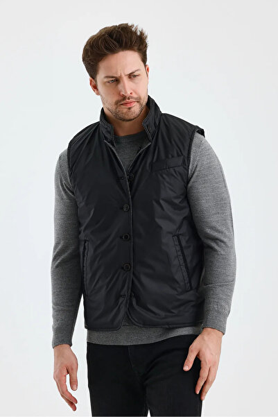 Wellalux Men's Mock Neck Button Double Sided Vest