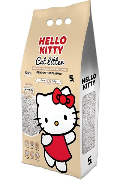 Hello Kitty Cat Litter 5L – Unscented, Natural Bentonite, Fast Clumping, Dust-Free, Strong Odor Control