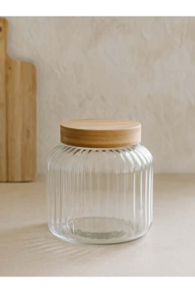 Bohemian Doğal Bambu Kapaklı Cam Kavanoz – 3000 ml